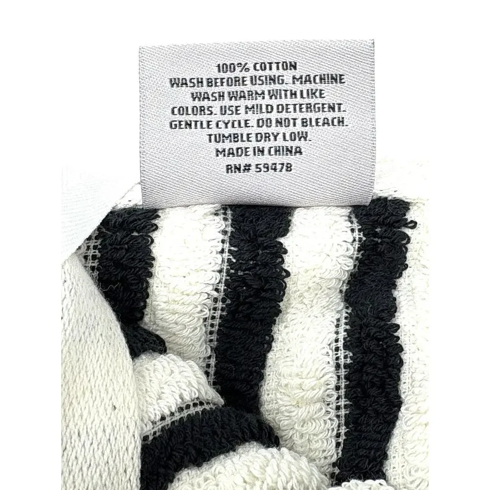 Rachel Zoe Black Ivory Off White Stripes Washcloths Plush 4 Face Cloths NWT